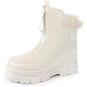 Women's Winter Boots Waterproof Snow Boots Mid Calf Low Heel Zip Up Anti-Slip